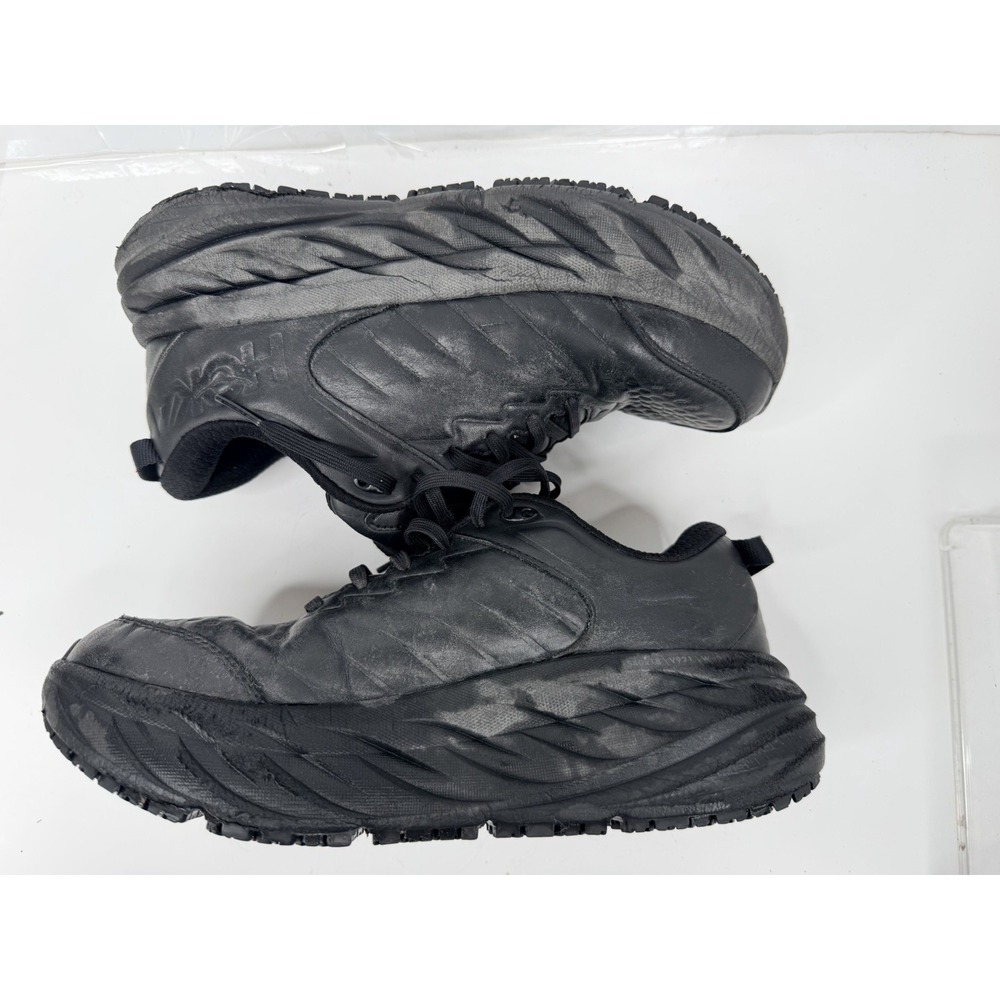 Hoka Bondi SR Black Leather Slip Resistant Shoes Mens 9 Wide 2E Work - Picture 9 of 12